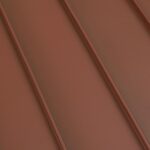 Close-up of brown metal roof panels