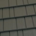 Close-up of gray metal roof panels