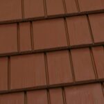 Close-up of brown roof tiles texture