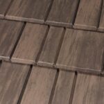 Close-up of textured brown roof tiles